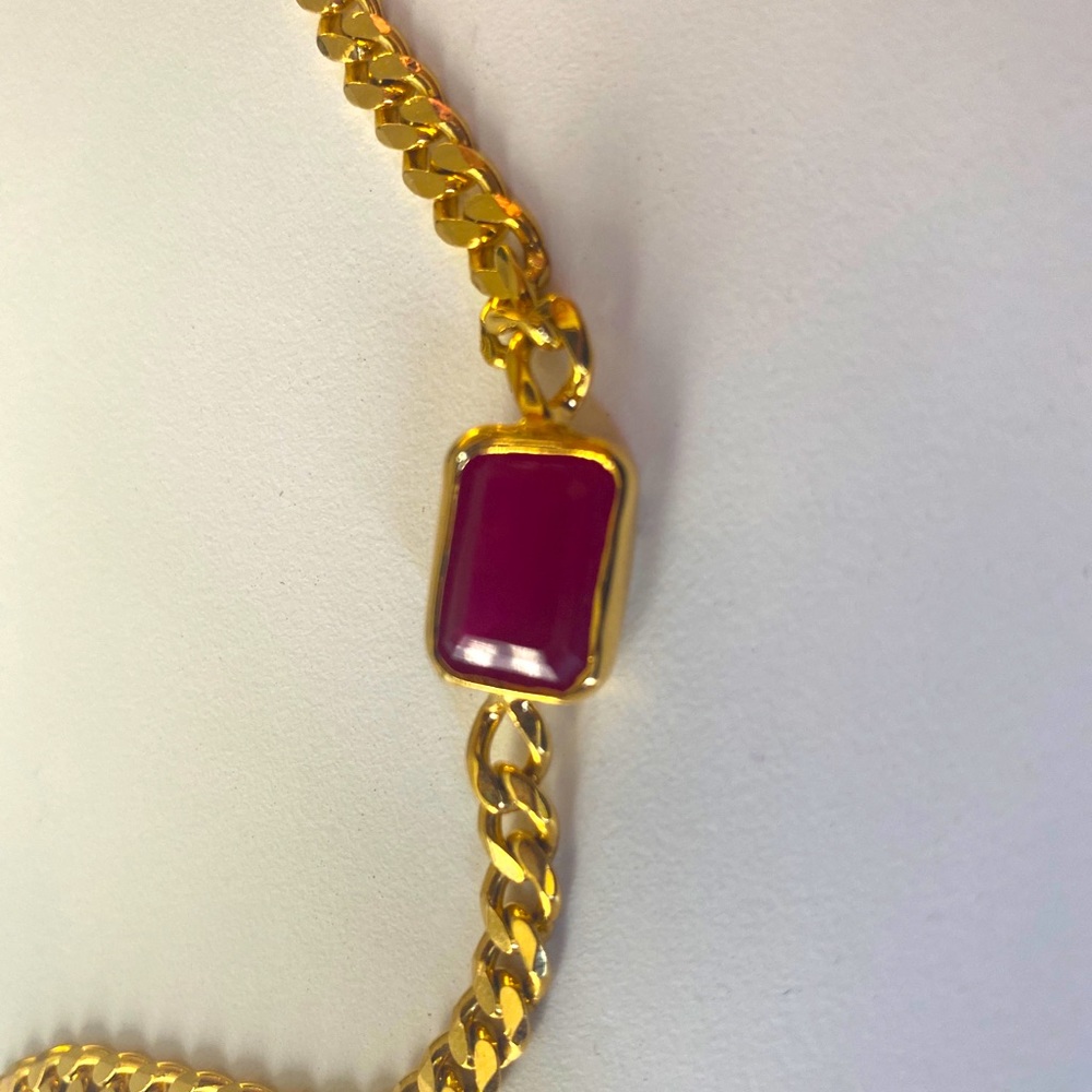 Real silver chain w 21k gold polish and ruby stone